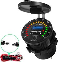 Tomas de corriente USB 12V -24V PD y QC3.0 con voltímetro colorido e interruptor