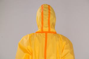 غير المنسوجة pp + pe حماية دعوى معطف للاستعمال لمرة واحدة كامل الجسم ملابس السلامة الكيميائية ملابس واقية - Product Image 3