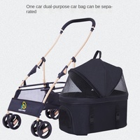 Poussette pour animaux de compagnie pliable à 4 roues en acier au carbone pour chiens et chats, vente en gros d'usine, poussette pour animaux de compagnie, porte-chien avec porte-bébé amovible