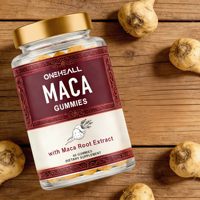 Gummies à la Maca pour Adultes (Non destiné aux Femmes) – Énergie et Concentration Équilibrées (60 Gummies/Nouvelle Bouteille)