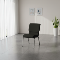 Fournisseur d'usine Chaise d'église empilable en tissu empilable en métal pour auditorium avec étagère et cadre en acier