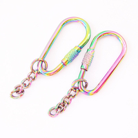 Gantungan Kunci Carabiner Warna Pelangi, Gantungan Kunci Kait Jepret Carabiner Logam Warna Pelangi