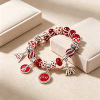Bracelet à breloques Delta Sigma Sorority DST 1913, éléphant, cristal rouge, strass, chaîne serpent perlée, bijoux pour femmes, cadeau de la fraternité