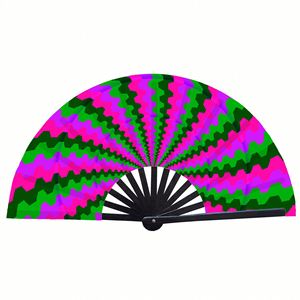 Large Rave Bamboo Bone Kung Fu Foldable <b>Hand</b> Fan Gilltering Folding Clack <b>Hand</b> Fans With Holster - Product Image 5