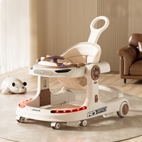 Marche-bébé pliable avec roues et siège, design anti-jambes arquées, hauteur réglable, marche-bébé musical avec plateau, roues silencieuses