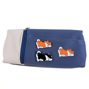 Kartun lucu hewan peliharaan Siberia Husky Enamel kerah Pin anjing lucu Enamel Pin hadiah dengan kotak hadiah untuk pecinta anjing