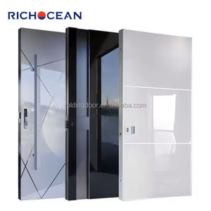 Puerta de Seguridad Antirrobo de Aluminio de Lujo Richocean con Cerradura Inteligente, <span class=keywords><strong>Timbre</strong></span> y Espejo Negro, Puerta Pivotante de Entrada - Product Image 5