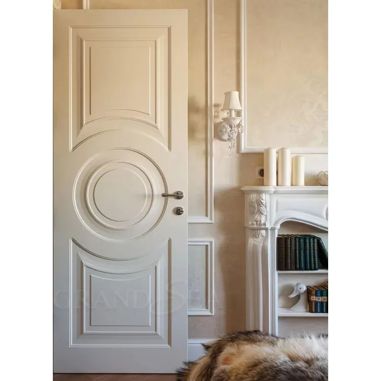 รับประกัน10ปีสีขาวไม้เนื้อแข็งประตูห้องนอนเข้าประตูออกแบบที่เรียบง่าย
