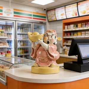 รูปปั้นเทพเจ้าแห่งความมั่งคั่งตลกๆ ทำจากทองสัมฤทธิ์ ถือแท่งทองคำ ของตกแต่งมงคลสำหรับห้องนั่งเล่น ร้านค้า หรือสำนักงาน - Product Image 6