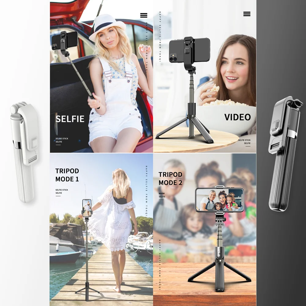 L08 Gimbal Stabilizers Tripod Selfie Stick Holder 360 Rotation Adjustable Handheld Anti-Shake Selfie Video Stabilizer