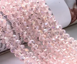 10毫米lampwork空心晶体rondelle玻璃珠松动，玻璃微珠珠宝制作