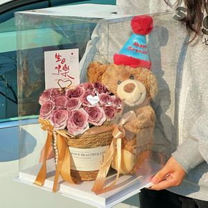 D74 11 piezas de rosas eternas con tarjeta de felicitación, regalo de Navidad, ramo de flores de jabón eternas - Product Image 4