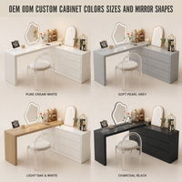 Coiffeuse d'angle en L, table de maquillage 2-en-1 avec commode, meuble de rangement moderne pour chambre principale