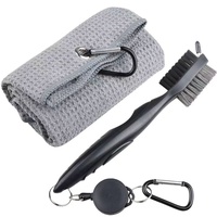 Serviettes de nettoyage de clubs de golf personnalisées en gros avec kit d'outils de brosse pour clubs de golf, en microfibre gaufrée rayée, cadeau de golf pour golfeur