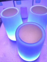 Lampe de bureau tactile 13 couleurs Décoration de la maison Éclairage d'ambiance Base en plastique en bois Lumière USB rechargeable