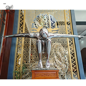 Sculpture en acier inoxydable poli de taille réelle, homme nu, décoration artistique moderne pour hôtel, maison, BLVE - Product Image 2