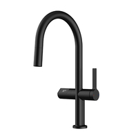 Robinet de cuisine monocommande en laiton gris anthracite avec affichage numérique moderne, sans contact, douchette extractible, eau chaude et froide, rotatif, à poser sur comptoir
