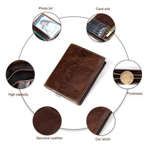 Cartera de hombre marrón personalizada al por mayor de diseño personalizado de fábrica Cartera de Cuero 100% - Product Image 3