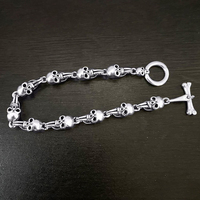 Odian chrome crâne Bracelet Punk Hip Hop coeur bijoux rétro Thai argent main marque croix bracelet cadeau pour hommes femmes couples