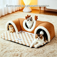 Lit pour animaux de compagnie d'intérieur, portable, détachable, lavable, à trois compartiments, le plus vendu, sûr pour que les chats jouent et dorment