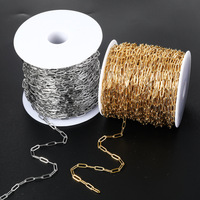 Prix usine en acier inoxydable plat trombone lien chaîne PVD or trombone chaînes ras du cou pour femmes homme Bracelet fabrication de colliers