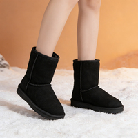 Bottes de neige pour femmes, nouvelle collection, design tendance, automne-hiver, antidérapantes, confortables, mi-mollet, doublure en peau de mouton, tige en daim de vache, chaudes, grandes tailles