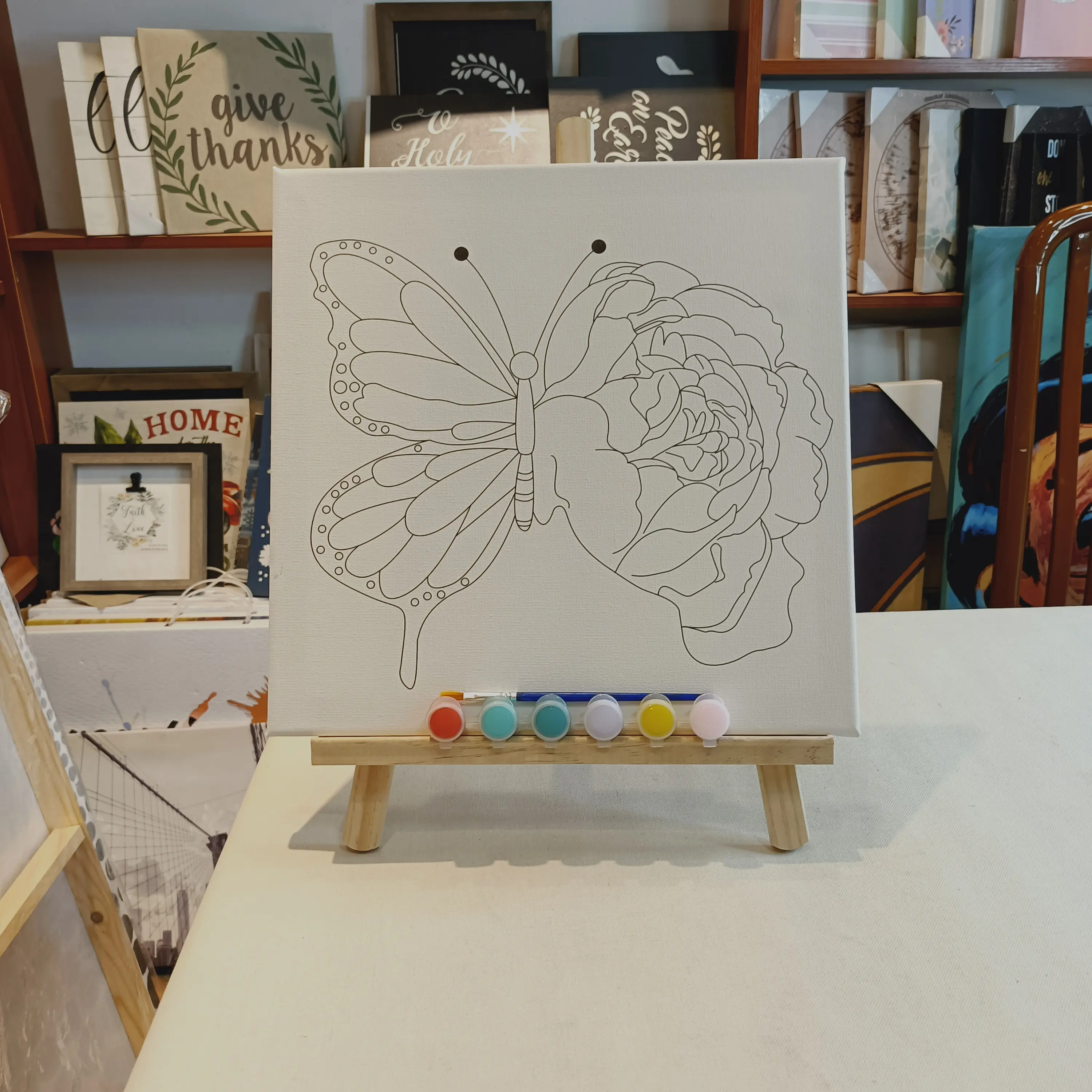 DIY Peinture par Numéros Dessin Animé Encadré Peint à la Main Enfants et Adultes Peinture Oeuvre Cadeau avec Cadre