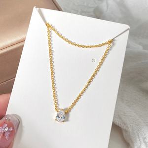 Collares de Moda al por Mayor para Mujer, Joyería Chapada en Oro de 18K, Collar con Colgante de Lágrima de Circonia Cúbica - Product Image 3