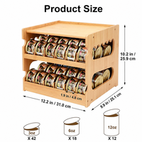 Organizador de Latas de Bambú con Diseño FIFO de 2 Niveles, Estante para Almacenamiento de Comida para Gatos, Dispensador de Comida Enlatada para Cocina y Despensa