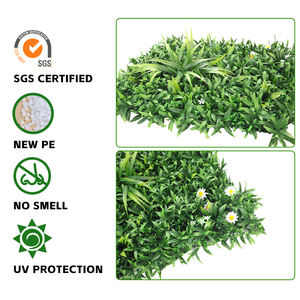 P170 Offre Spéciale résistant aux UV Faux feuille de bambou <span class=keywords><strong>synthétique</strong></span> et barrière de haie de fleurs blanches mur d'herbe verte artificielle - Product Image 5