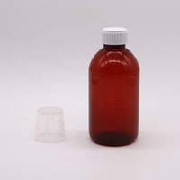 250ml Ovale Ambre Prescription Pharmacie Transparent Bouteilles PET Liquide Médecine Échelle Conteneur avec Couvercle Bouteille Sirupeuse