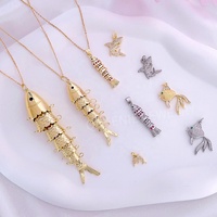 DIY Zirconia Pendentifs Or Poisson Rouge Charmes Poisson Articulé Tridimensionnel Poisson Marin Pendentif Bracelets Colliers