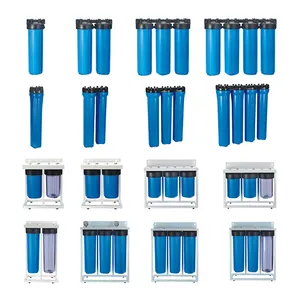 2-stufiges 10-Zoll-20-Zoll-großes blaues Wasserfilter gehäuse verbunden Filter häuser Doppel gehäuse Wasserfilter