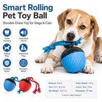 Jouet pour chien moderne interactif en corde de nylon avec mouvement automatique, rebondissement, rotation, son de aboiement et roulement actif