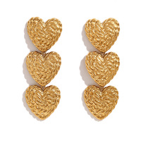 Boucles d'oreilles pendantes Cœur 2026 en acier inoxydable plaqué or, pendentif Amour, pour femme, bijoux de fête, cadeau