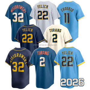Maillot de baseball homme style 2026 tendance, brodé, Christian Yelich, Jackson Chourio, Jacob Misiorowski, <span class=keywords><strong>Brice</strong></span> Turang, Bob Uecker - Product Image 1