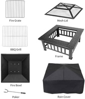 Foyer thermique gaz d'extérieur 32 pouces avec couvercle d'écran à mailles, brûleur de bois, pour Table de feu refroidisseur de Patio