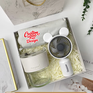 Custom logo Promotional Birthday Custom Souvenir Gift Set Guest Gift Umbrella Corporate Welcome Fan Gift Box for Wedding