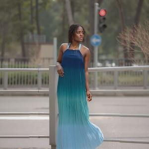 فساتين الصيف الجديدة الشاطئ عارية الذراعين المرأة اللون التدرج فضفاضة عارضة مثير فساتين طويلة أنيقة - Product Image 2