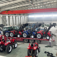 Tracteur agricole compact 50 CV 4x4 avec chargeur, fourche à balles, diesel, pour le transport de foin, l'alimentation et les opérations d'élevage