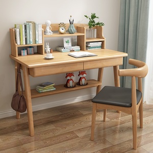 <span class=keywords><strong>Escritorio</strong></span> de Madera Maciza con Estantería, Estilo Nórdico para Niños y Niñas, Apto para Apartamentos Pequeños, <span class=keywords><strong>Escritorio</strong></span> de Estudio para Dormitorio de Estudiantes, <span class=keywords><strong>Escritorio</strong></span> de Oficina - Product Image 3