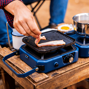Estufas de Cocina para <span class=keywords><strong>Camping</strong></span>, Plegables, Portátiles, Estufa de Gas para <span class=keywords><strong>Camping</strong></span> de Acero Inoxidable, para Exteriores, Resistentes al Viento, de 2 Quemadores - Product Image 2
