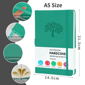 Carnet A5 à couverture rigide en gros, reliure thermique, sangle en cuir rigide, ceinture élastique, LOGO personnalisé imprimé, bloc-notes de bureau, agenda en stock - Product Image 2