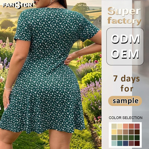 Vestido Maxi Floral Elegante con Cuello en V y Cintura Ajustada <span class=keywords><strong>Tallas</strong></span> <span class=keywords><strong>Grandes</strong></span> Estilo Europeo Americano Verano 2026 Novedad Venta al por Mayor Estilo Transfronterizo - Product Image 2