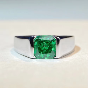 Anillo de Esmeralda Lisa de Plata de Ley S925 para Hombre, Chapado en Platino PT950, Joyería Fina, Anillo de Boda - Product Image 5
