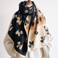 Châle en mélange de viscose épaisse et chaude, effet cachemire, motif animal, double face, 185*65cm, pour chien et chiot, écharpe d'hiver, style européen