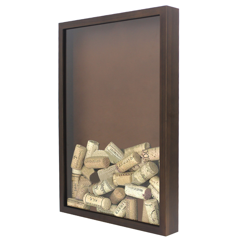 Custom Exquisite Wine Cork Holder Shadow Box Walnut Wine Stopper Display Case Wall Mount Wine Stopper Display Frame