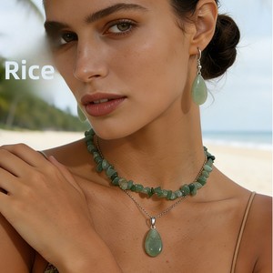 Juego de Joyería Bohemia al por Mayor, 4 Piezas, Collar y Aretes con Piedras Naturales en Forma de Gota de Agua, para Regalo de Fiesta - Product Image 2