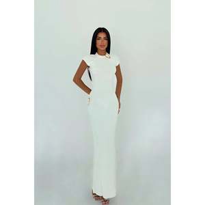 Vestido Largo de Noche Blanco de Punto - Product Image 3