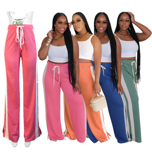 Nuevos Pantalones Casuales de Otoño Multicolor Transpirables Antiarrugas de Cintura Alta con Cierre Frontal de Cremallera y Pliegues Delanteros de Poliéster/Algodón - Product Image 1